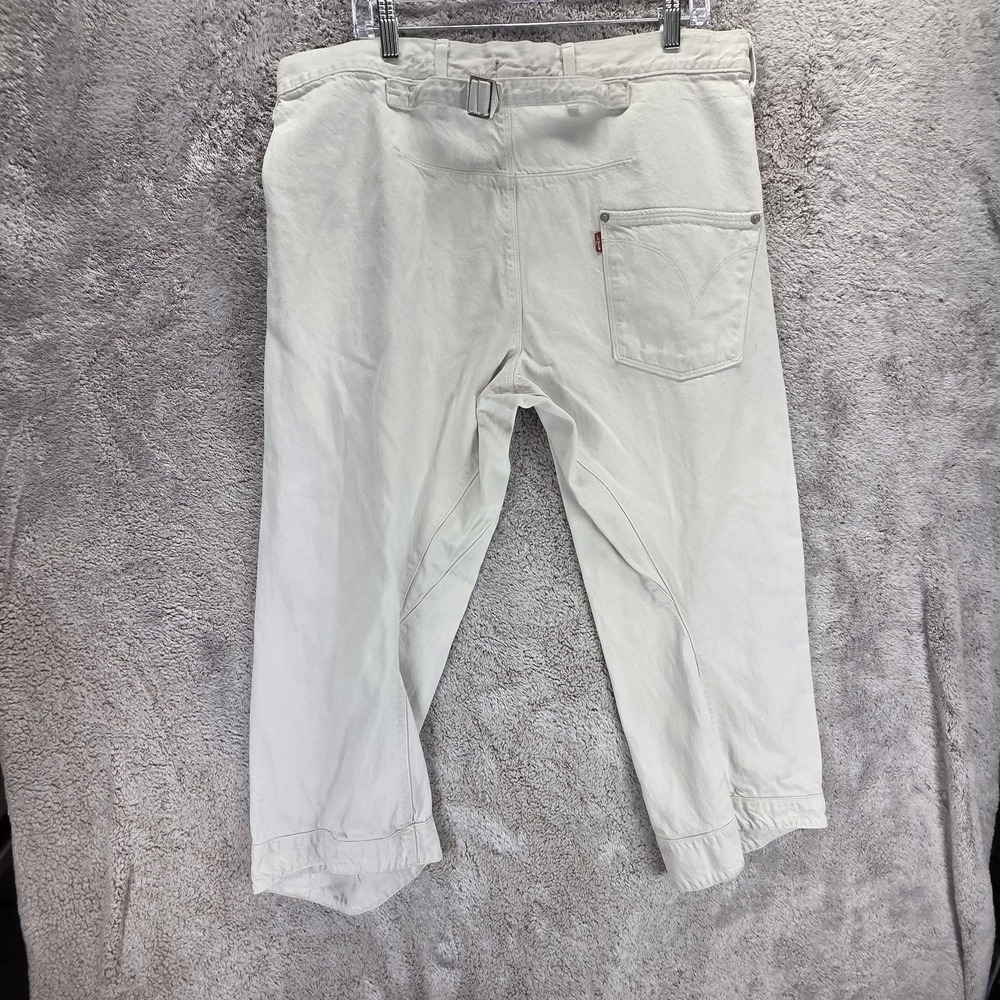 VTG Levis Engineered Jeans Mens White Twisted Buckle Back One Pocket Fits 36x24